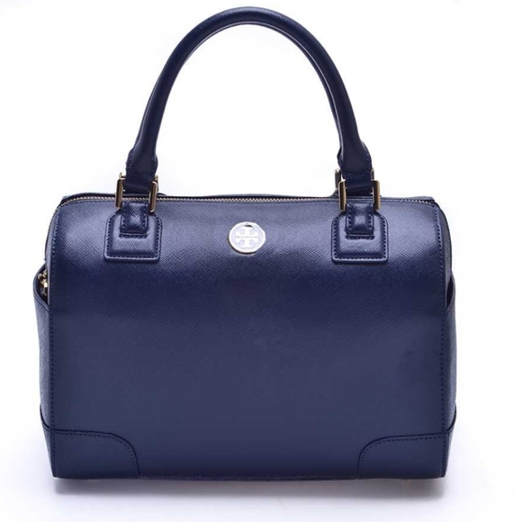 Tory Burch Hudson Bay Blue Leather Gold Hardware NWT - Picture 4 of 14